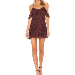 Revolve NBD Chance Homecoming Dress - Maroon Lace